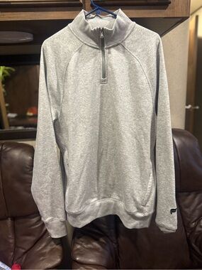 Fabletics Men's Light Gray Zip-Up Quarter Mock Sweater